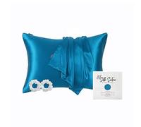Silk Sutra 100% Pure Mulberry Silk Pillowcase for Hair and Skin, Premium 22 Momme Grade 6A Silk on Both Sides, Hidden Zipper Closure (Standard 50x75CM - Pillowcase & Scrunchies Set, Crystal Teal)