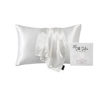 Silk Sutra 100% Pure Mulberry Silk Pillowcase for Hair and Skin, Premium 22 Momme Grade 6A Silk on Both Sides, Hidden Zipper Closure | Gift Box Packaging (Ivory White, Queen 20"x30")