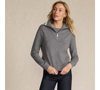 Silk Touch Double Layer Zip Sweater lands end Grey 20