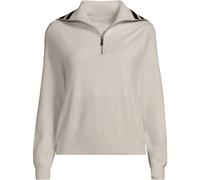 Silk Touch Double Layer Zip Sweater lands end Ivory 16-18