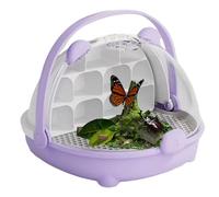 Silk Transport Container - Portable Transparent Feeding 21x20x17cm | Reptile Breeding Handle, Cage for Watching the Habitat, House for Pets for