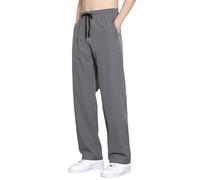 Silk Trousers for Men, Plain Medium Waist Loose Straight Leg Casual Trouser Thin Quick Drying Sports Trousers Jogging Bottoms Men's Straight Cut Summer Trouser Stretch Cargo Chino Pants Dark Gray