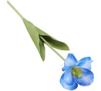 Silk Tulip Flowers, 1 Piece Artificial Bloom Handcrafted Realistic Petals Long-lasting Decor for Wedding Home Outdoor Photography(Deep Blue)