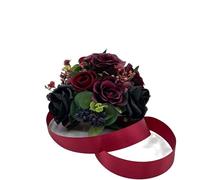 Silk Wedding Flowers Hand-made by Petals Polly, Black, Burgundy & Plum Cake Topper Decoration with Rose, Hydrangea & Eucalyptus