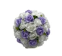 Silk Wedding Flowers Hand-made by Petals Polly, BRIDES POSY BOUQUET, WHITE & LILAC ROSES