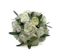 Silk Wedding Flowers Hand-made by Petals Polly, BRIDESMAIDS POSY, CREAM IVORY ROSES with GREENERY