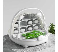 Silk Worms Growth Box, Space Capsule for Breeding Silkworms, Animal Habitat Cage, Reptile Reptile Tank, Portable Transparent Feed Box with Handle (Grey)