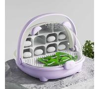 Silk Worms Growth Box, Space Capsule for Breeding Silkworms, Animal Habitat Cage, Reptile Reptile Tank, Portable Transparent Feed Box with Handle (Purple)