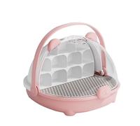 Silk Worms Growth Box, Space Capsule for Breeding Silkworms, Silkworm Hatching Container Observation Cabin, Animal Habitat Cage Reptile Tank, Portable Clear Feed Boxs with Handle (Pink)