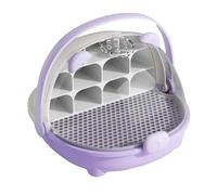 Silk Worms Growth Box, Space Capsule for Breeding Silkworms, Silkworm Hatching Container Observation Cabin, Animal Habitat Cage Reptile Tank, Portable Clear Feed Boxs with Handle (Purple)