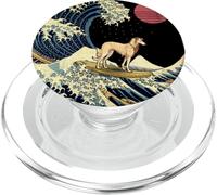 Silken Windhound Japanese Kanagawa Wave Funny Surf Dog PopSockets PopGrip for MagSafe