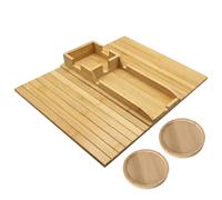 Silkenpeak 2-in-1 Sofa Arm Tray with Detachable Bamboo Tray and with 2 Cup Coasters,Anti-Slip Foldable Armchair Tray for Drinks, Phone and Remote