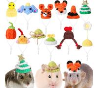 Silkfly 12 Pcs Hamster Hat Mini Hats for Snakes Small Animals Guinea Pig Clothes Cute Tiny Rat Pets Lizards Hamsters Bearded Dragons Holiday Party Costume Accessories (Cute)