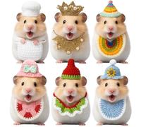 Silkfly 12 Pcs Hamster Hats Mini Hats for Snakes Small Animals Guinea Pig Hamster Bibs Clothes for Lizards Bearded Dragons Holiday Party Costume Accessories (Stylish)