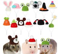 Silkfly 12 Pcs Mini Hats for Snakes, Small Animals, Guinea Pigs, Rats, Lizards, Hamsters, Bearded Dragons - Cute Tiny Pet Hats - Holiday & Party Costume Accessories