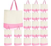 Silkfly 20 Pack Large 18.5'' x 15'' Canvas Tote Bags Bulk Sublimation Reusable Blank Cotton Bags for DIY Crafts Gift Shopping(Pink)