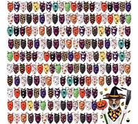 Silkfly 200 Pcs Halloween Dog Bandanas in Bulk Large Triangle Pumpkin Printed Pattern Bandanas for Dogs Breathable Soft Hallow Themed Dog Bandanas for Halloween Holiday Pet Costume Accessories
