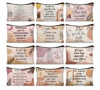 Silkfly 24 Pcs Canvas Makeup Bags Bulk Inspirational Cosmetic Bag for Women Motivational Spanish Quote Canvas Toiletry Bag Spanish Gifts for Teacher Employee Mom Friend (Pastel,Boho)