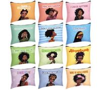 Silkfly 24 Pcs Christian Gift for Women Religious Makeup Bag Inspirational Spanish Gift Motivational Bible Verse Scripture Toiletry Cosmetic Bag Canvas Scripture Pencil Pouch, Motivating, Black Women