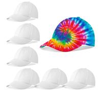 Silkfly 6 Pcs Cotton White Plain Baseball Cap for Tie Dye Kit Items Things for Tie Dye, White