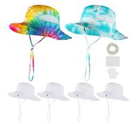 Silkfly 6 Pcs White Cotton Bucket Hat for Tie Dye, White Things Items to Tie Dye Kit for Kids Adults, Beach Bucket Hat Bulk (6 Pcs,Adults)