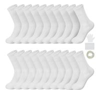 Silkfly Boy's/Girl's 10 Pair Crew Cotton Socks White for Tie Dye Kit Item Thing to Tie Dye for Large Groups Tie Dye Party, Classic, 4.5-8 UK