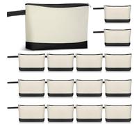 Silkfly Cotton Canvas Makeup Bags Canvas Cosmetic Bag with Zipper 10.2 x 5.5 x 2 Inches Blank DIY Pouch Bulk with Bottom Travel Toiletry Pouch for Women, Classic Color, /