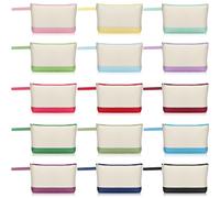 Silkfly Cotton Canvas Makeup Bags Canvas Cosmetic Zipper 10.2 x 5.5 x 2 Inches Blank DIY Pouch Bag Bulk with Bottom Pencil Case Travel Toiletry Pouch for Women, Novel Colors, Classic