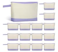 Silkfly Cotton Canvas Makeup Bags Canvas Cosmetic Zipper Bags 10.2 x 5.5 x 2'' Blank DIY Pouch Bulk with Bottom Pencil Case Travel Toiletry Pouch for Women Gift, Beige and Light Purple, 10.2 x 5.5 x 2