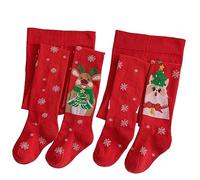 Silkglory Christmas Baby Girl Tights,Tights for Girls With Christmas Elk and Kitten Decorations Full-Footed,2 PCS Soft Cotton Infant Leggings Warm Stockings Pantyhose for Newborn Red 7-9 Years