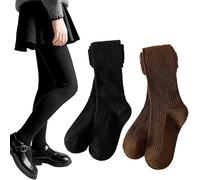 Silkglory Knitted Tights for Girls Classic Knit Leggings Bodysuit - Soft and Warm Winter 2-Piece Set, Footed Dance Tights