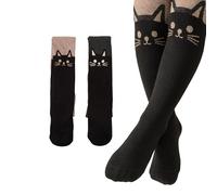 Silkglory Tights for Girls,2PCS Baby Toddler Tights with Two-Color Kitten Cute Decoration,Leggings Seamless Stockings Cotton Pantyhose for Newborn Infant Black/Gray/Apricot 3-5 Years