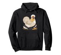 Silkie Chicken Keeper Pocket Cute Illustration Fluffy Bantam Pullover Hoodie