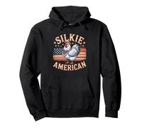Silkie Chicken Patriotic Fourth July American Flag Farm 4th Pullover Hoodie