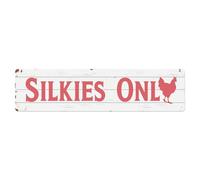 Silkies Only Chicken Sign Tin Sign Vintage Metal Poster Retro Bar, Home, Man Cave, Kitchen, Laundry Room Wall Art Decor Gift 4x16 Inch