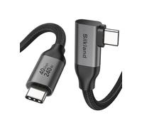 Silkland 240W USB4 Cable for Thunderbolt 4 Cable Right Angle 3M, 90 Degree 20Gbps Data Sync 8k@60Hz Display, Compatible with MacBook Pro, iPhone 16 Pro, iPad Pro, eGPU