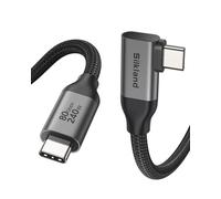 Silkland 80Gbps Right Angle USB 4 Cable for Thunderbolt 5 Cable 1.5M, 120Gbps Bandwidth for 16K/Dual 8K, 240W, 90 Degree Braided USB C Video Cable Compatible Thunderbolt 4/5, MacBook M4 Pro,Dock