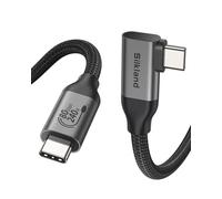 Silkland 80Gbps Right Angle USB 4 Cable for Thunderbolt 5 Cable 1M, 120Gbps Bandwidth for 16K/Dual 8K, 240W, 90 Degree Braided USB C Video Cable Compatible Thunderbolt 4/5, MacBook M4 Pro,Dock,eGPU
