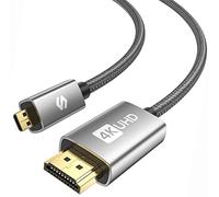 Silkland Micro HDMI to HDMI Cable 0.3M, 4K@60Hz, Supports Ethernet, 3D, HDR and ARC, Micro HDMI Cable Compatible with GoPro Hero 9/8/7/6/5, Raspberry Pi 5 4, Sony Camera A6300 A6400（Not Mini HDMI）
