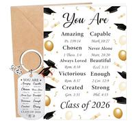 Silkovahamd 2026 Senior Christian Graduation Gift, Bible Verse Greeting Card 2026 Keychain Gifts for Faith-Filled Graduates