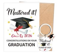Silkovahamd Master Degree Graduation Card - Mastered Class of 2026 Grad Gift for Masters Graduates, Class of 2026 Keychain Gifts