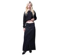 Silkroad Daughters Denim Studded Fishtail MIDI Skirt (UK, Numeric, 10, Regular, Denim Black)