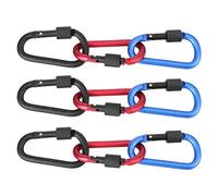 SilkRoadSupply 9Pcs Aluminium Alloy Thicken 8CM D Shape Buckle Carabiner Backpack Nut Buckle for Outdoor Gear Hiking Camping Backpacks Key Rings Dark Blue Black Bright Red