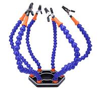 SilkRoadSupply Flexible Arm Soldering Helping Hand 6 Adjustable PCB Holder Stand with 360 Degree Rotatable Alligator Clips for Electronic Projects Craft Carving Aluminum Alloy Base