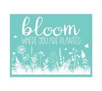 Silkscreen Stencil Bloom Where You're Plan,Reusable Self-Adhesive Silk Screen Printing, for Decor/Printing Wood/Fabric/Wall/Cup/Plate/Glass/Paper, Home Craft Projects Decorations Pattern (8.5x11inch)