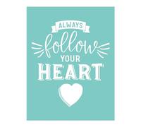 Silkscreen Stencil Follow Your Heart-Watts of Love,Reusable Self-Adhesive Silk Screen Printing, for Decor/Printing Wood/Fabric/Wall/Glass/Paper, Home Craft Projects Decorations Pattern (8.5x11inch)