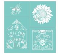 Silkscreen Stencil Honey Bee Quads,Reusable Self-Adhesive Silk Screen Printing, for Decor/Printing Wood/Fabric/Wall/Cup/Paper, Home Craft Projects Decorations Pattern (12x12inch）