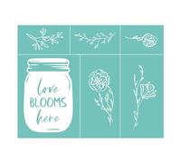 Silkscreen Stencil Love Blooms Here,Reusable Self-Adhesive Silk Screen Printing, for Decor/Printing Wood/Fabric/Wall/Cup/Plate/Glass/Paper, Home Craft Projects Decorations Pattern (8.5x11inch)