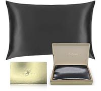 SILKSLEEK 100% Mulberry Silk Pillowcase for Hair and Skin, 22 Momme Silk Bedding, Hypoallergenic Natural Silk Pillowcase, Hidden Zipper Closure, 1 Pc Gift Box (Charcoal, 50x75cm)