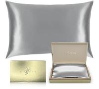 SILKSLEEK 100% Mulberry Silk Pillowcase for Hair and Skin, 22 Momme Silk Bedding, Hypoallergenic Natural Silk Pillowcase, Hidden Zipper Closure, 1 Pc Gift Box (Silver, 50x75cm)